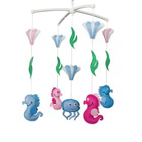 Baby Crib Mobile Infant Toy Baby Nursery Mobile Hanging Bed Decor for Boys Girls Baby Shower; Blue and Pink Seahorse