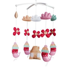 Handmade Cute Cartoon Birds Baby Crib Mobile Nursery Room Decor Musical Mobile Crib Toy for Girls Boys