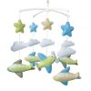 Cute Airplane Baby Musical Crib Mobile Handmade Infant Gift Boys Girls Nursery Room Decor