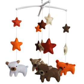 Orange Handmade Baby Crib Mobile Baby Shower Gift Boys Girls Nursery Room Decor; Cute Bears