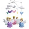 Colorful Angels Baby Crib Mobile Infant Room Hanging Musical Mobile Crib Toy Nursery Decor for Girls Boys