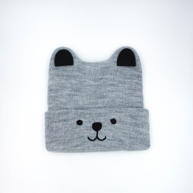 Grey Baby Bear Ear Knit Hat