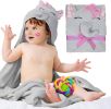 Kids Hooded Towel with Elephant Face. Large Child Blanket with Pink Ears for Girls. Soft Cotton Gift for Newborns; Infants; Toddlers. Baby Supplies fo