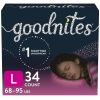 Goodnites Girls' Nighttime Bedwetting Underwear Size L, 34 Count