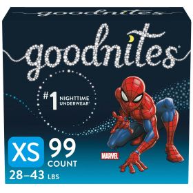 Goodnites Boys' Nighttime Bedwetting Underwear Size XS, 99 Count