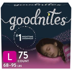 Goodnites Girls' Nighttime Bedwetting Underwear Size L, 75 Count