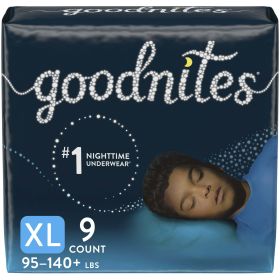 Goodnites Boys' Nighttime Bedwetting Underwear Size XL, 9 Count