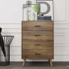 4 Drawer Dresser; Wood Chest of Drawers; 23.6 Inch Wide Bedroom Nightstand Dresser; Rustic Brown Finish