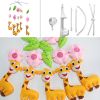 Handmade Baby Crib Mobile Animal Hanging Musical Mobile Infant Nursery Room Toy Decor; Yellow Giraffe and Pink Flower