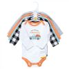 Hudson Baby Infant Boy Cotton Long-Sleeve Bodysuits, Pumpkin Truck 5-Pack, 3-6 Months