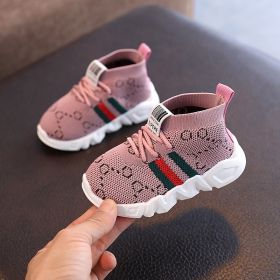 Baby Sneakers Infant Shoes Fashion Children's Flat Shoes Baby Kids Girls Shoes Stretch Breathable Mesh Sports Running Shoes (Color: pink, size: 27 (Insole 15.5CM))