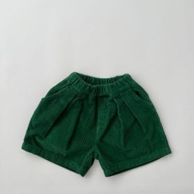 Baby Solid Color Corduroy Fabric Summer Shorts (Color: Green, Size/Age: 90 (12-24M))