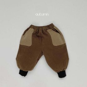 Baby Color Matching Pattern Lantern Trousers Casual Style Pants (Color: Coffee, Size/Age: 100 (2-3Y))