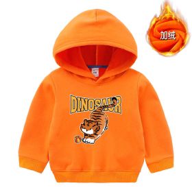 Baby Boy And Girl Cartoon Graphic Casual Warm Hoodies (Color: Orange, Size/Age: 100 (2-3Y))