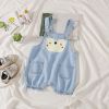 Baby Printed Pattern Light Blue Denim Short Crotch Overalls