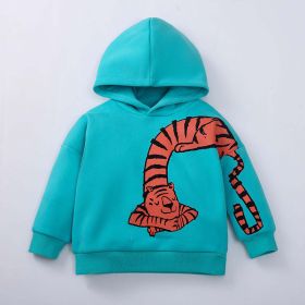 Baby Boy 1pcs Cartoon Animal Pattern Composite One Piece Fleece Sweatshirt (Color: Light Green, Size/Age: 100 (2-3Y))