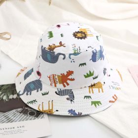 Baby Boy Cartoon Animal & Cactus Pattern Sunshade Bowl Hats (Color: White, Size/Age: M (1-3Y))