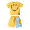 Baby Boy Smile Print Pattern Color Matching Design Clothing Sets