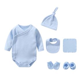 Newborn Solid Color Cotton Bodysuit Thin Style Sets (Color: Blue, Size/Age: 59 (0-3M))