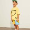 Baby Boy Smile Print Pattern Color Matching Design Clothing Sets