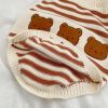 Baby Striped Pattern Cartoon Bear Patched Design Onesies With Cardigan